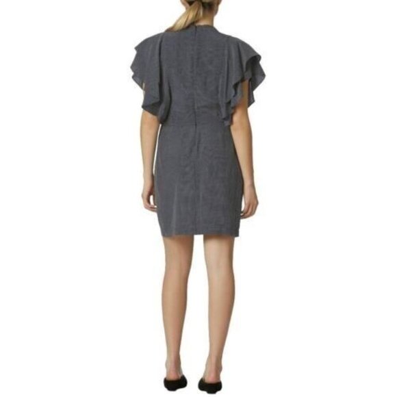 Anthropologie Avec les Filles Dress Women Medium Blue Polka Dot Ruffle Pockets - Picture 3 of 12